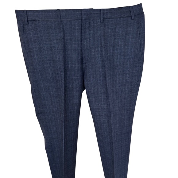 Ryan Seacrest Distinction Dress Pant Navy Blue Plaid - Picture 1 of 7